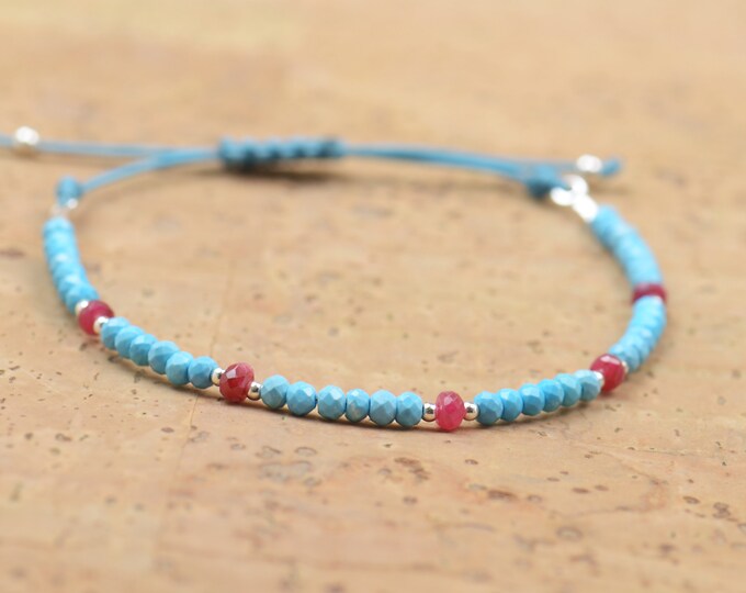 Turquoise and ruby  bracelet