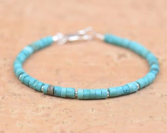 Turquoise and sterling silver beads  bracelet