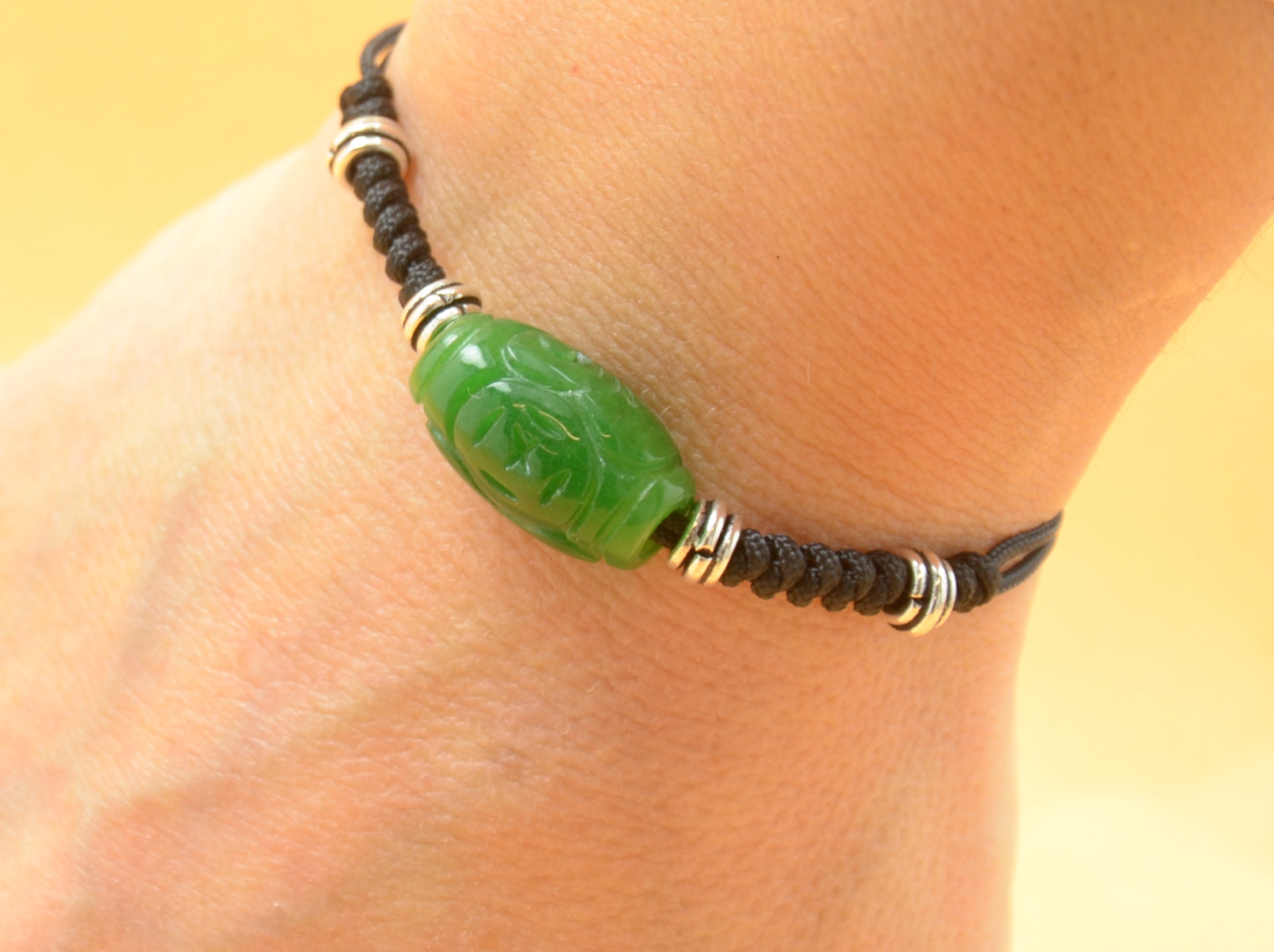 Green Jade bracelet.Thread Bracelet Friendship Bracelet | Etsy
