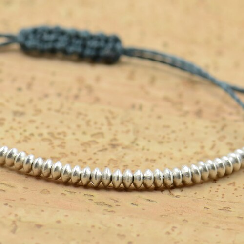 Tiny Sterling Silver Beads Adjustable Bracelet Etsy