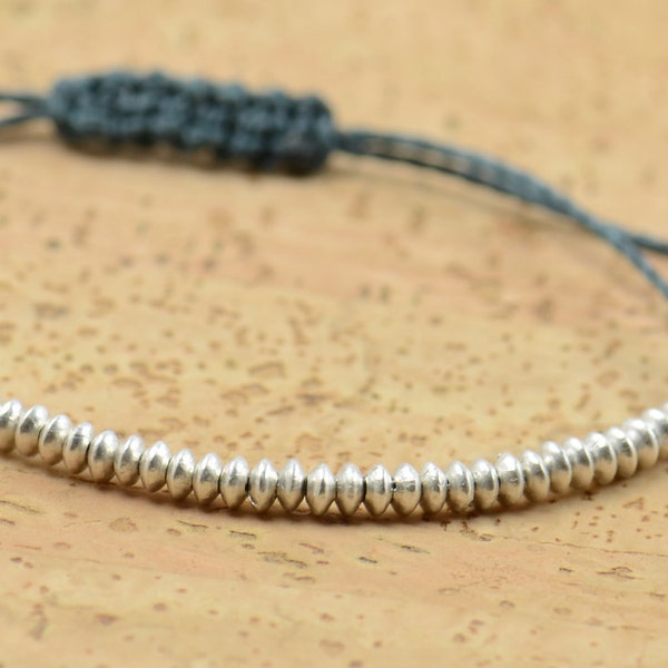 Winzige Sterling Silber Perlen verstellbares Armband