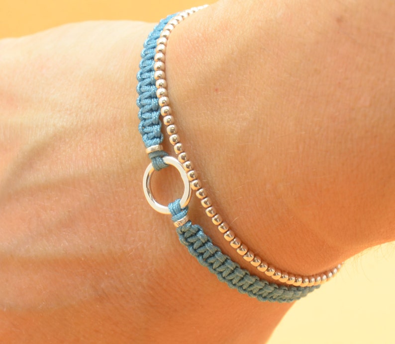 Sterling Silver Karma bracelet . Friendship .Macrame woven bracelet image 9