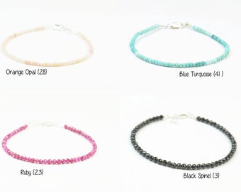 Choose your gemstone.Bracelet with custom personalized tiny gemstone and sterling silver clasp.Birthstone bracelet.