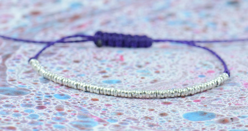 Sterling silver beaded bracelet . Little hoops image 3