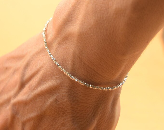 Square sterling silver beads  bracelet