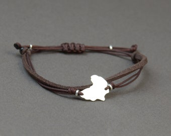 Sterling Silver Africa charm bracelet. Mens bracelet