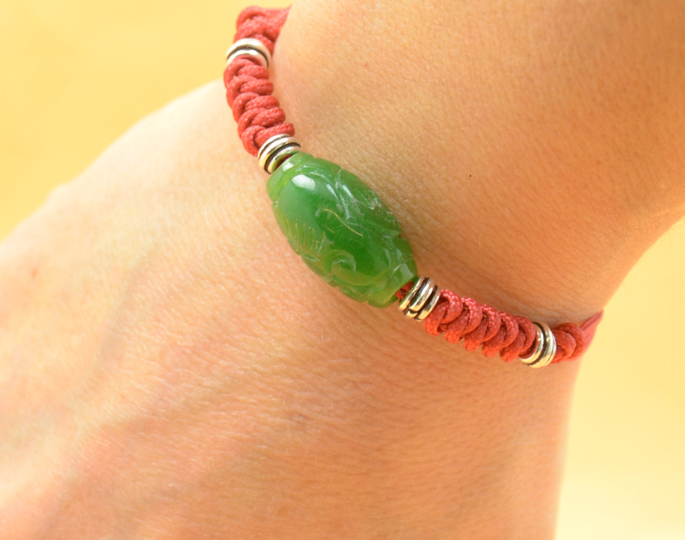 Green Jade bracelet.Thread Bracelet Friendship Bracelet Etsy