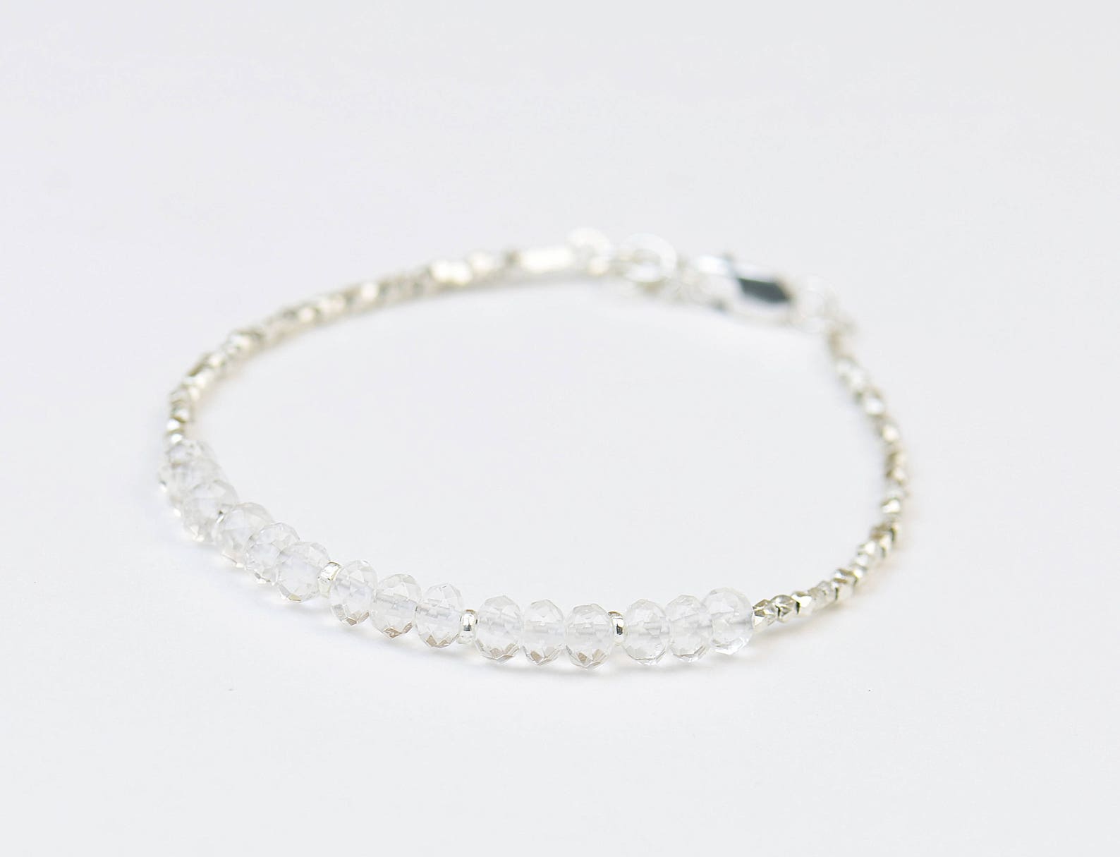 Clear Quartz and Sterling Silver Beads Bracelet Etsy