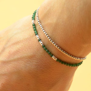 Jade and Sterling silver bracelet.Adjustable Bracelet image 5