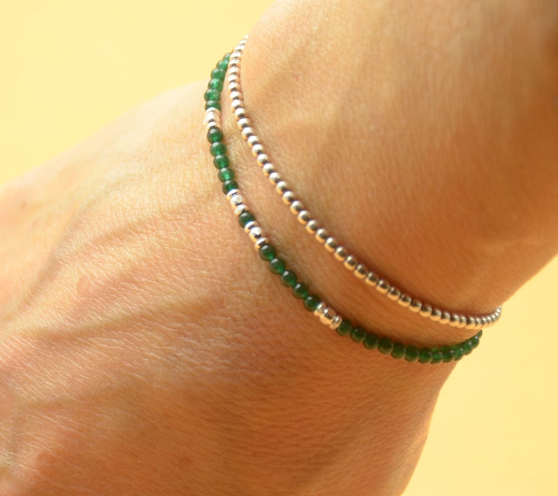 Jade and Sterling silver bracelet.Adjustable Bracelet image 5