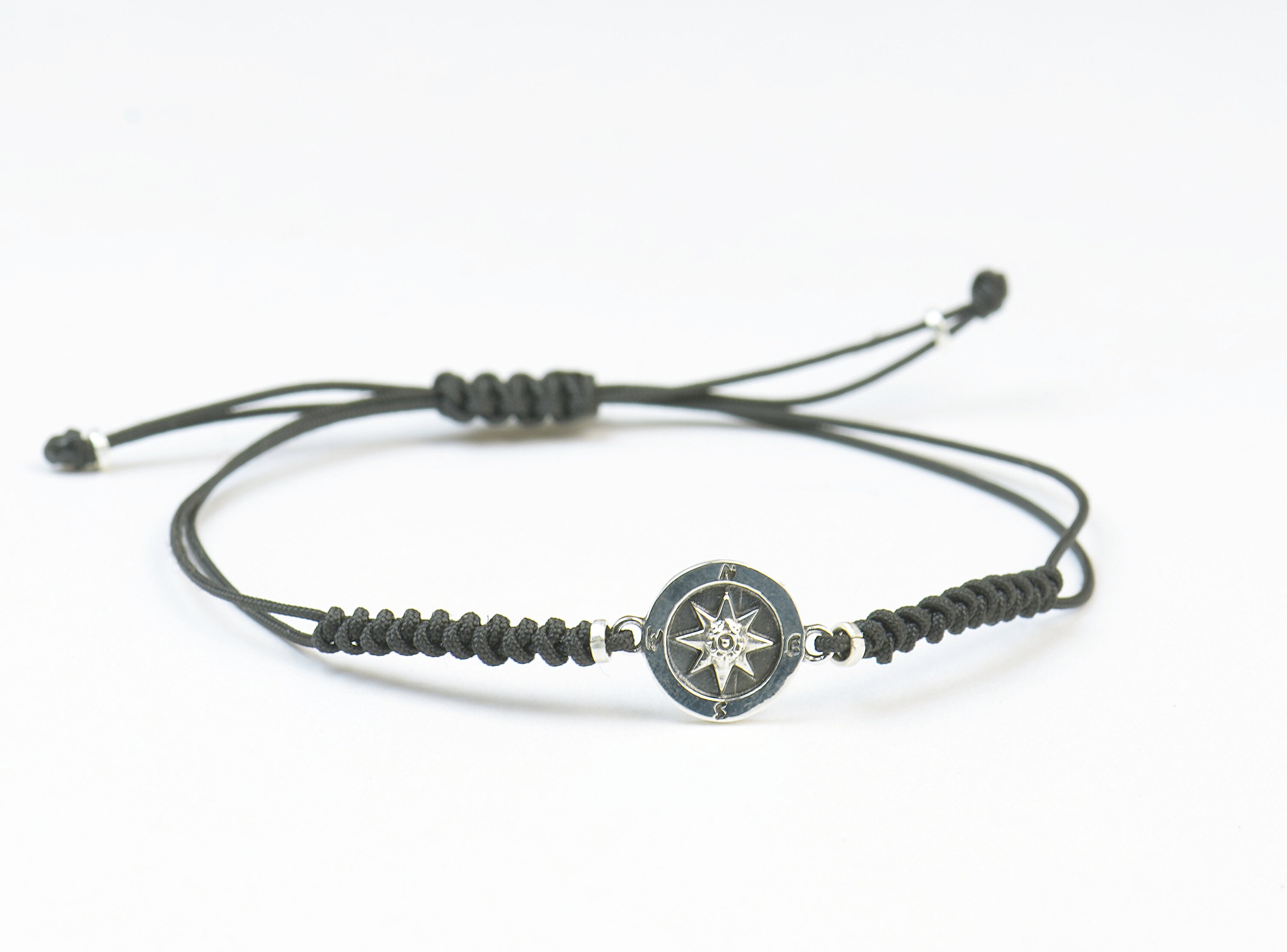 Sterling Silver Compass charm bracelet. Mens bracelet.Womens Etsy