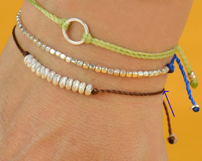 Sterling silver friendship cord bracelet | Etsy