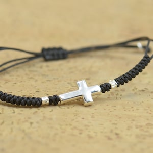 Sterling silver cross charm bracelet.Mens gift.unisex cross bracelet