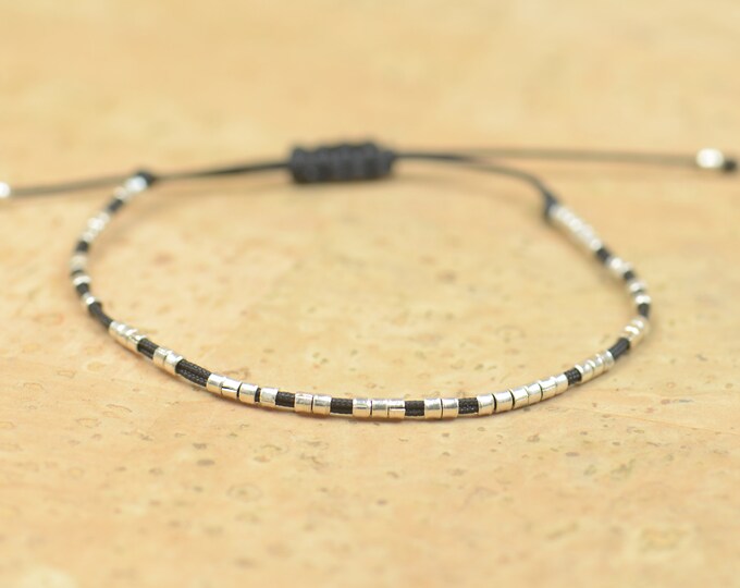 Sterling silver tiny beaded bracelet-Beaded bracelet-Hoops bracelet