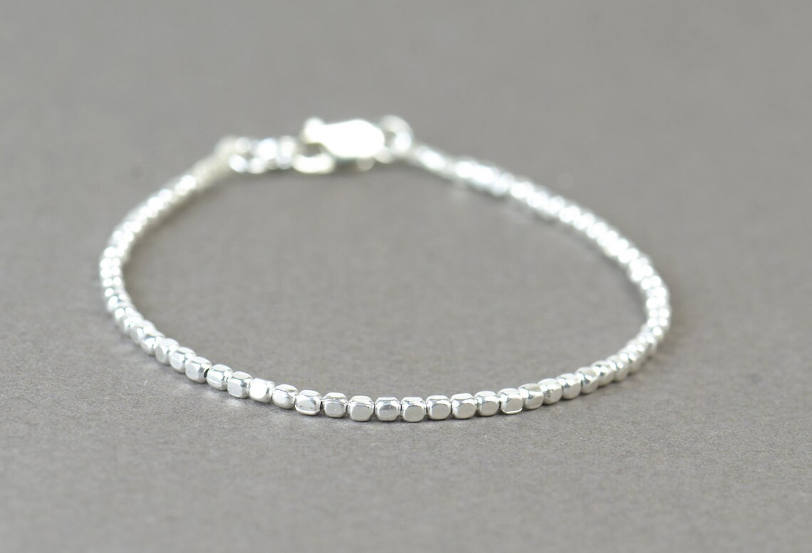 Make a Statement Beaded Square GG Silver Bracelet -SL main image 1