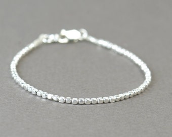 Square sterling silver beads  bracelet