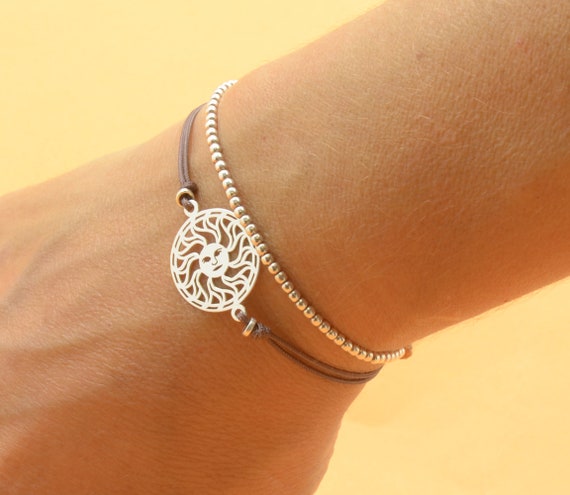 Sterling Silver Sun Mandala Bracelet Etsy