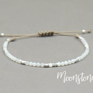 Moonstone and Sterling silver bracelet.Adjustable Bracelet