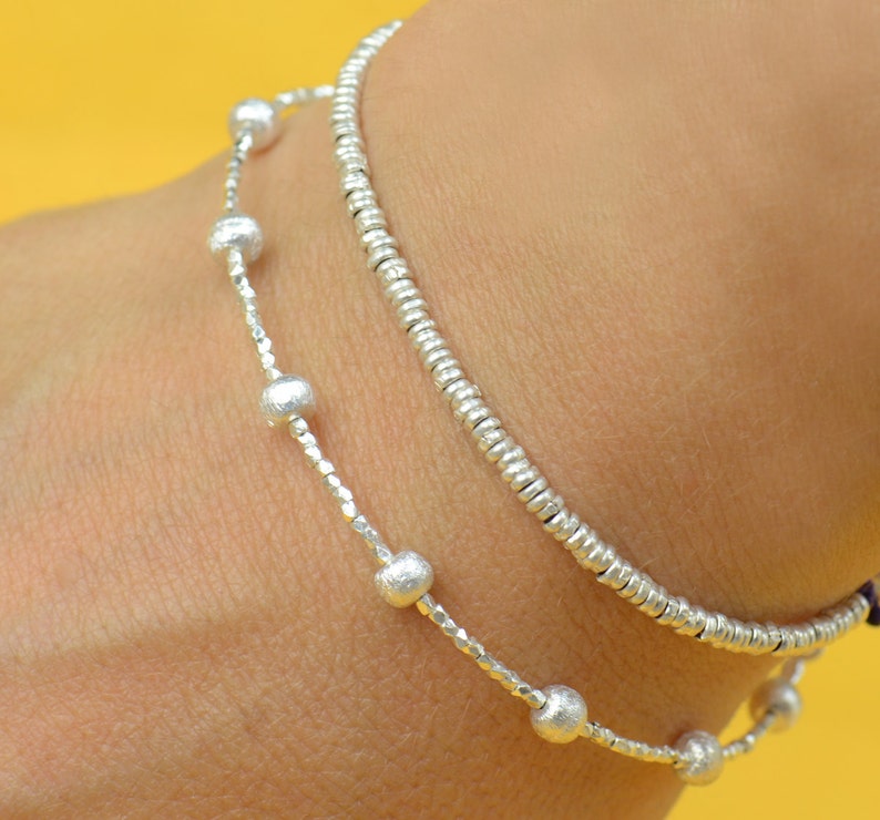Sterling Silver Bead Bracelet Everyday Wear Sterling Ball Etsy