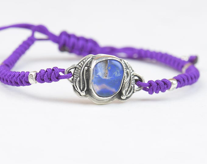 Boulder Opal Genuine and Sterling silver bracelet, artisan handmade bead bracelet.Rustic welo opal bracelet.Stars moon universe