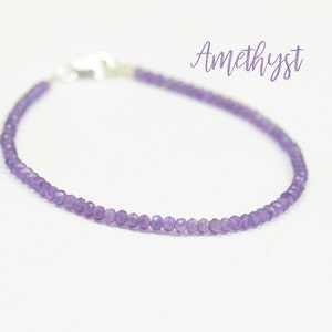 Amethyst and sterling silver clasp bracelet-Purple lilac Bracelet-Gemstone