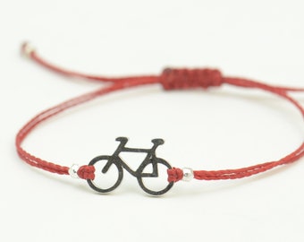 Pulsera de plata de ley con colgante de bicicleta. Regalo para hombre. Pulsera unisex de bicicleta.