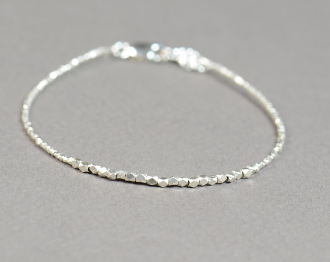 Faceted sterling silver beads  bracelet