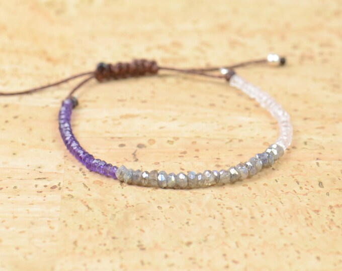 Labradorite quartz and amethyst bracelet
