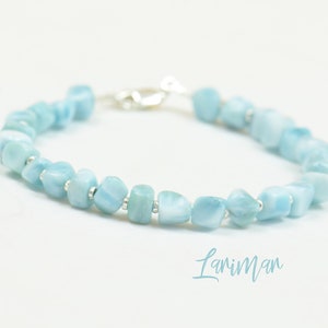 Larimar beads and sterling silver beads  bracelet