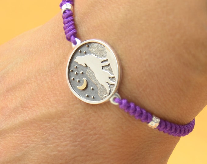 Wolf moon bracelet.Artisan Sterling silver stars,mountain bracelet. exclusive nature, Handmade Metalsmithing