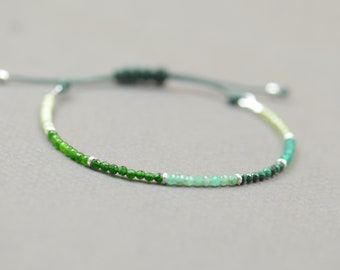 Opal,Jade,Agate,Emerald,Malachite,Spinel,Peridot bracelet.Sterling silver bracelet.Green gemstones