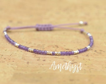 Amethyst and Sterling silver bracelet.Adjustable Bracelet