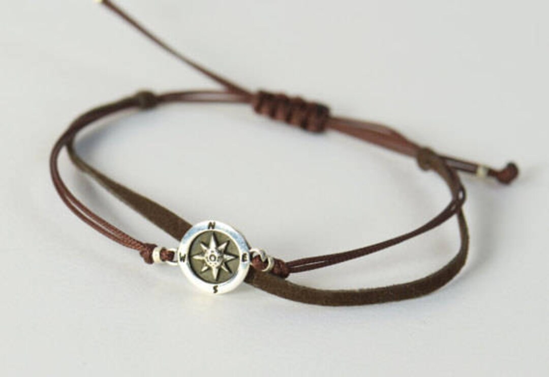 Sterling Silver Compass Charm Bracelet. Mens Bracelet.wind Rose Etsy