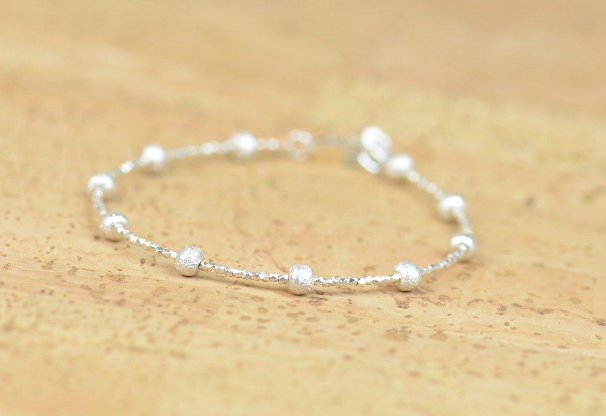 Sterling Silver Bead Bracelet Everyday Wear Sterling Ball Etsy