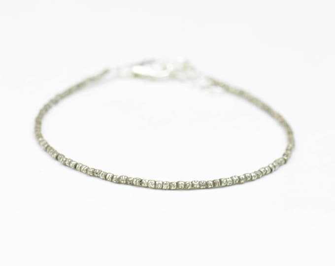 Sterling silver tiny beads bracelet.Sterling silver clasp