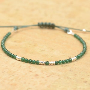 Jade and Sterling silver bracelet.Adjustable Bracelet image 1