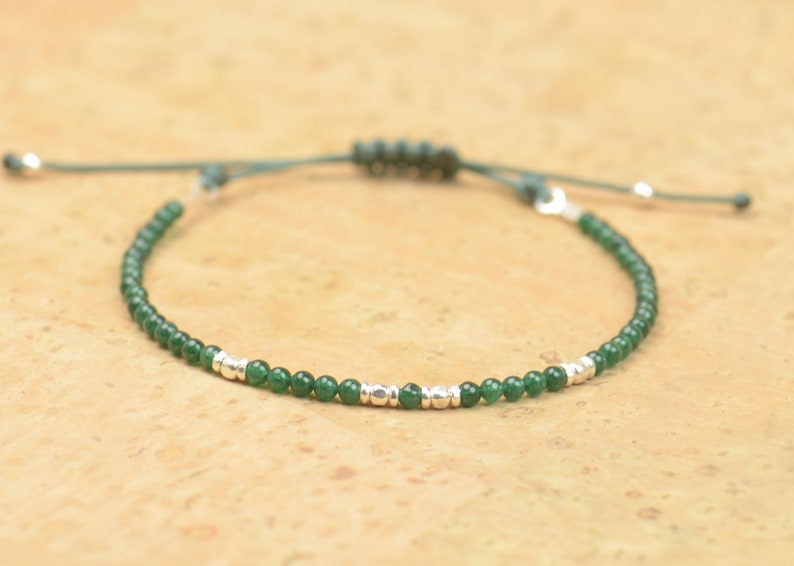 Jade and Sterling silver bracelet.Adjustable Bracelet image 1