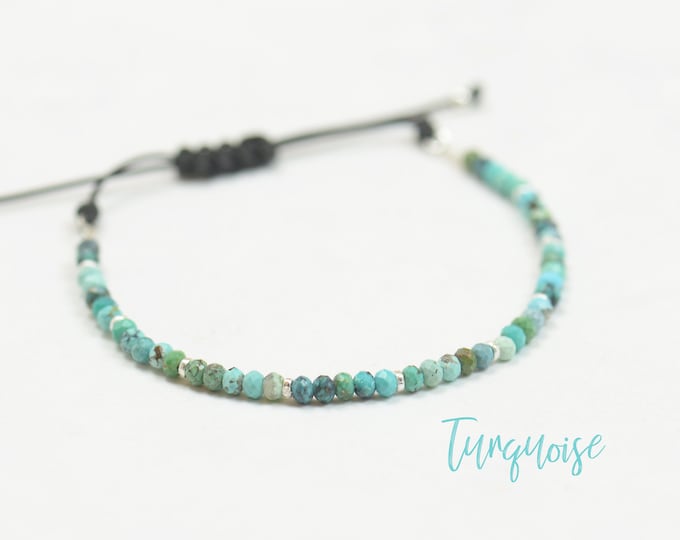 Sterling silver and African turquoise beads bracelet