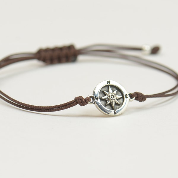 Sterling Silver Compass charm bracelet. Mens bracelet.Womens bracelet.Wind Rose