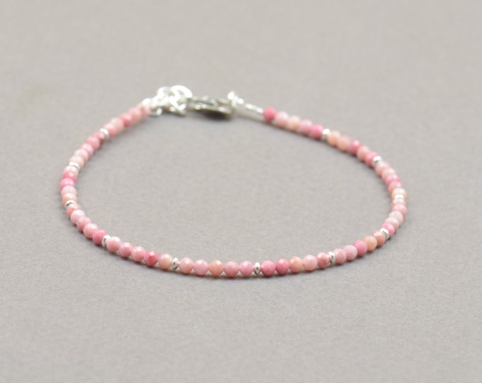 Rhodonite and sterling silver beads bracelet