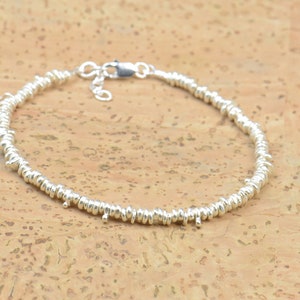 Sterling silver beads  bracelet.Irregular different beads Sterling Silver beads nuggets rondelles organic irregular shape natural.Raw
