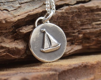 Sterling silver Ship -Such Is Life -pendant.Handmade piece.Starry night birds .Ship pendant ,Maritime necklace, liberty necklace.Sea Ocean
