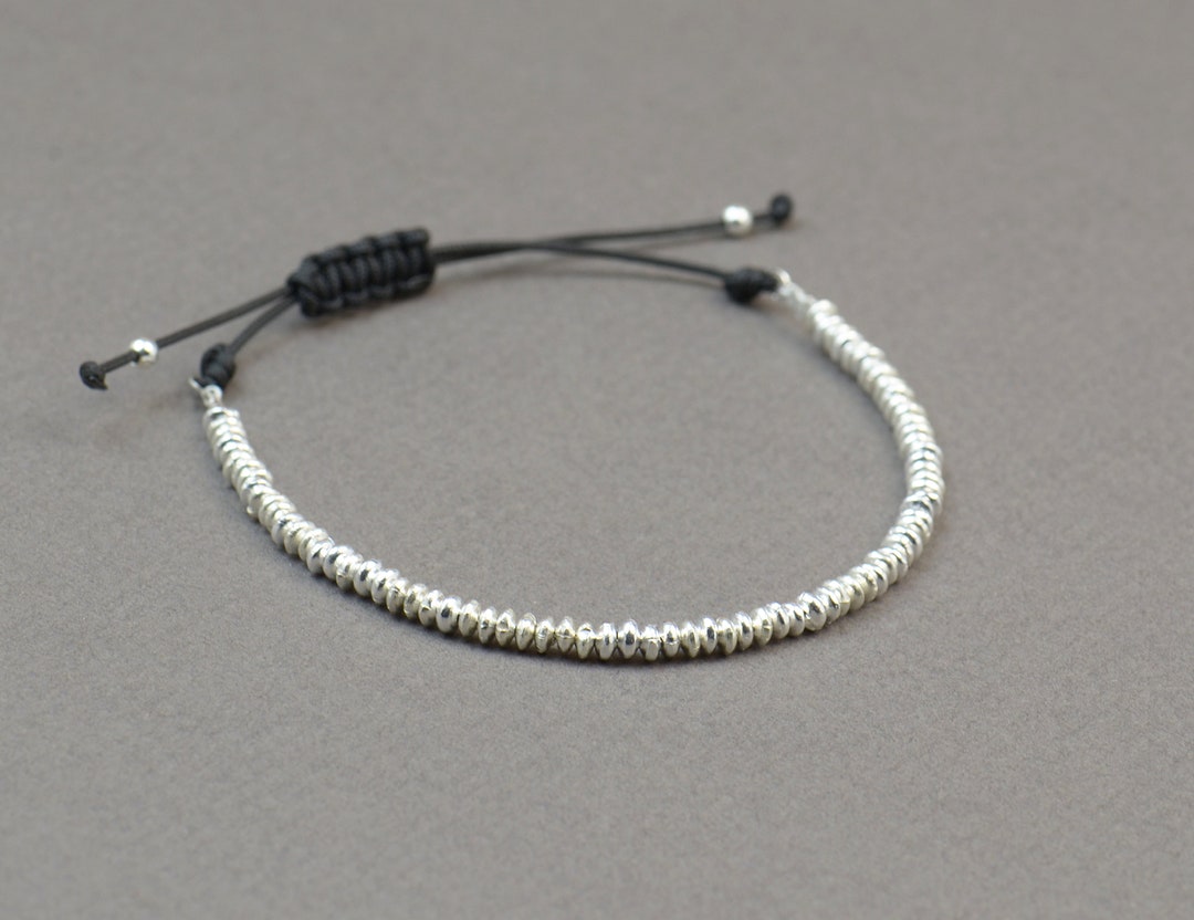 Sterling Silver Beaded Braceletbeaded Bracelethoops Bracelet Etsy