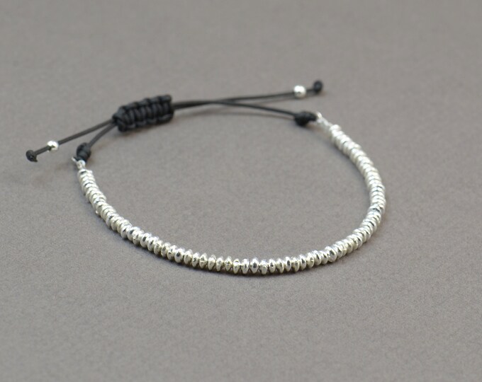 Sterling silver beaded bracelet-Beaded bracelet-Hoops bracelet