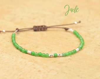 Jade and Sterling silver bracelet.Adjustable Bracelet