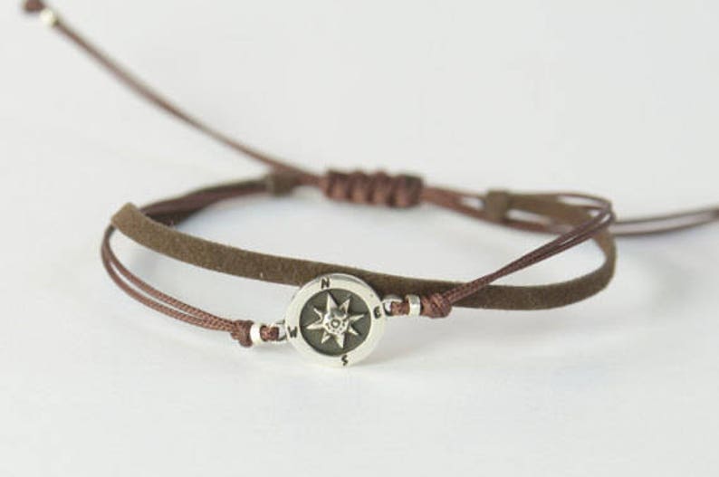 Sterling Silver Compass Charm Bracelet. Mens Bracelet.wind Etsy