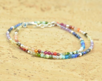 7 Chakras gemstones bracelet.Double Wrap.Red,orange,yellow,green,light blue,blue,purple.Seven Chakras Rainbow bracelet.Exoplanets