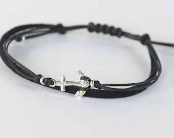 Sterling Silver anchor charm bracelet. Mens bracelet