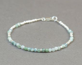 Blue tourmaline  and sterling silver beads bracelet