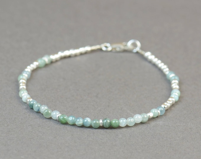 Blue tourmaline  and sterling silver beads bracelet